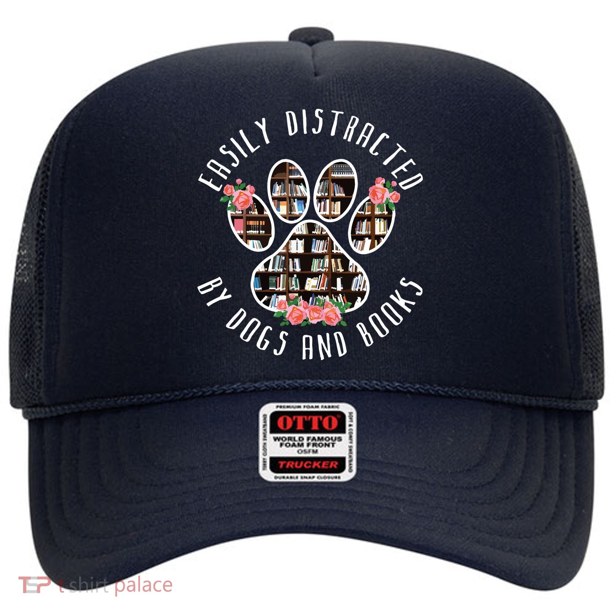 Easily Distracted By Dogs And Books Animal Book Lover Gift Hat