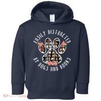 Easily Distracted By Dogs And Books Animal Book Lover Gift Toddler Hoodie thumb 0