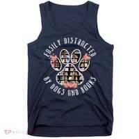 Easily Distracted By Dogs And Books Animal Book Lover Gift Tank Top thumb 0