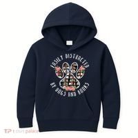 Easily Distracted By Dogs And Books Animal Book Lover Gift Kids Hoodie thumb 0