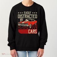 Easily Distracted By Cars Classic Muscle Car Guy Car Lover Women's Sweatshirt thumb 0