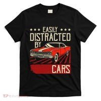 Easily Distracted By Cars Classic Muscle Car Guy Car Lover T-Shirt thumb 0