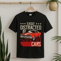 Easily Distracted By Cars Classic Muscle Car Guy Car Lover T-Shirt thumb 2