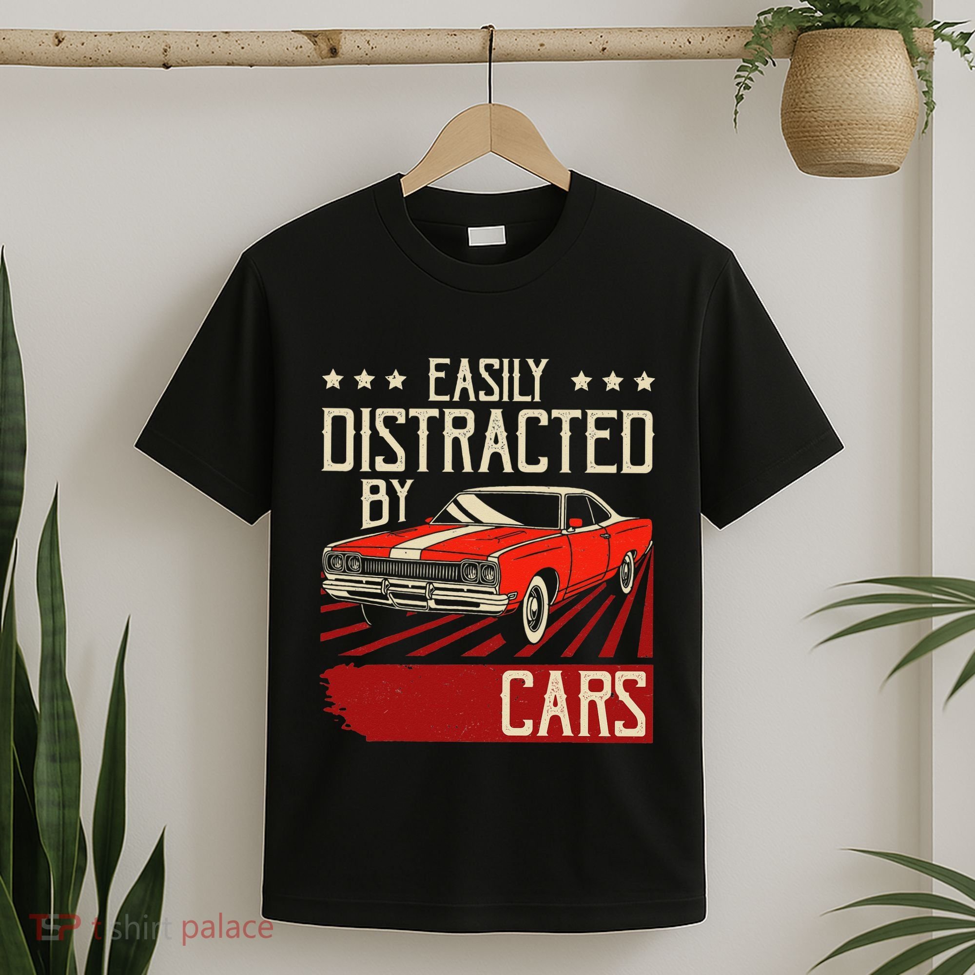 Easily Distracted By Cars Classic Muscle Car Guy Car Lover T-Shirt