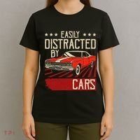 Easily Distracted By Cars Classic Muscle Car Guy Car Lover T-Shirt thumb 4