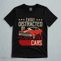 Easily Distracted By Cars Classic Muscle Car Guy Car Lover T-Shirt thumb 5