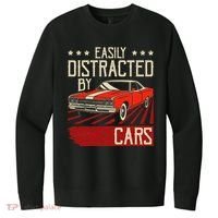 Easily Distracted By Cars Classic Muscle Car Guy Car Lover V.I.T. Fleece Crew Sweatshirt thumb 0
