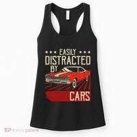 Easily Distracted By Cars Classic Muscle Car Guy Car Lover Women's Tank Top thumb 0