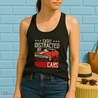 Easily Distracted By Cars Classic Muscle Car Guy Car Lover Women's Tank Top thumb 2