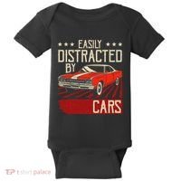 Easily Distracted By Cars Classic Muscle Car Guy Car Lover Baby Bodysuit thumb 0