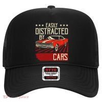 Easily Distracted By Cars Classic Muscle Car Guy Car Lover Hat thumb 0