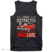 Easily Distracted By Cars Classic Muscle Car Guy Car Lover Tank Top thumb 0