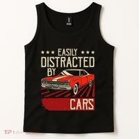 Easily Distracted By Cars Classic Muscle Car Guy Car Lover Tank Top thumb 2