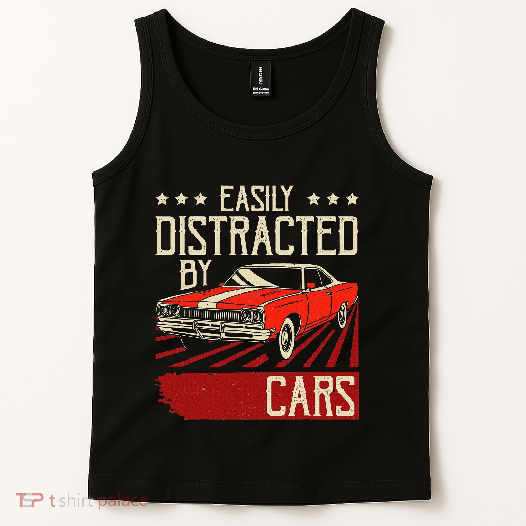 Easily Distracted By Cars Classic Muscle Car Guy Car Lover Tank Top