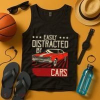 Easily Distracted By Cars Classic Muscle Car Guy Car Lover Tank Top thumb 4