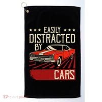 Easily Distracted By Cars Classic Muscle Car Guy Car Lover Golf Towel thumb 0