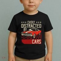 Easily Distracted By Cars Classic Muscle Car Guy Car Lover Toddler T-Shirt thumb 2