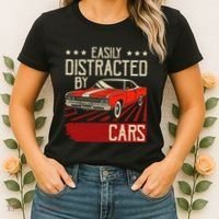 Easily Distracted By Cars Classic Muscle Car Guy Car Lover Women's T-Shirt thumb 2