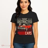 Easily Distracted By Cars Classic Muscle Car Guy Car Lover Women's T-Shirt thumb 4