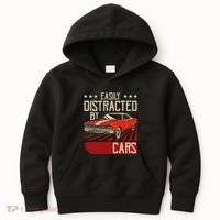 Easily Distracted By Cars Classic Muscle Car Guy Car Lover Kids Hoodie thumb 0