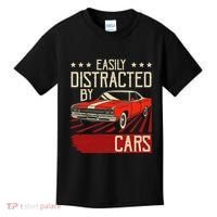 Easily Distracted By Cars Classic Muscle Car Guy Car Lover Kids T-Shirt thumb 0