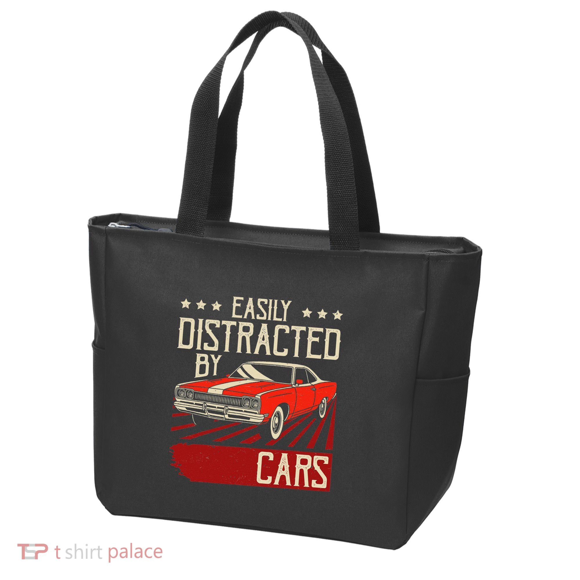 Easily Distracted By Cars Classic Muscle Car Guy Car Lover Tote Bag