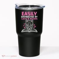 Easily Distracted By Cats Books Bookworm Wo Girl Tumbler thumb 0