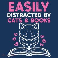 Easily Distracted By Cats Books Bookworm Wo Girl Coaster thumb 2