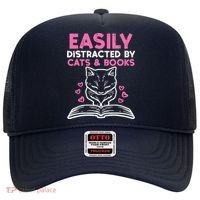 Easily Distracted By Cats Books Bookworm Wo Girl Hat thumb 0