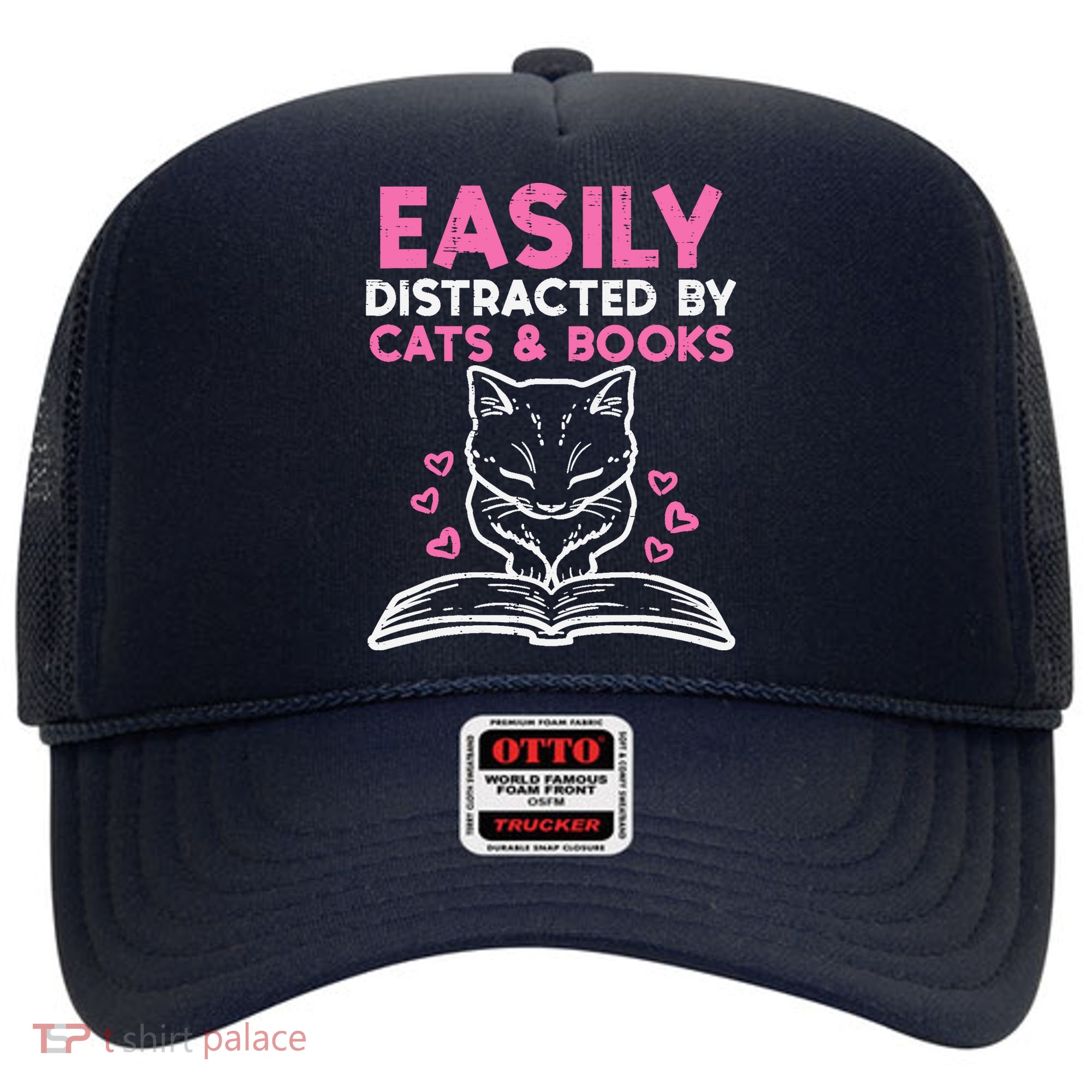 Easily Distracted By Cats Books Bookworm Wo Girl Hat