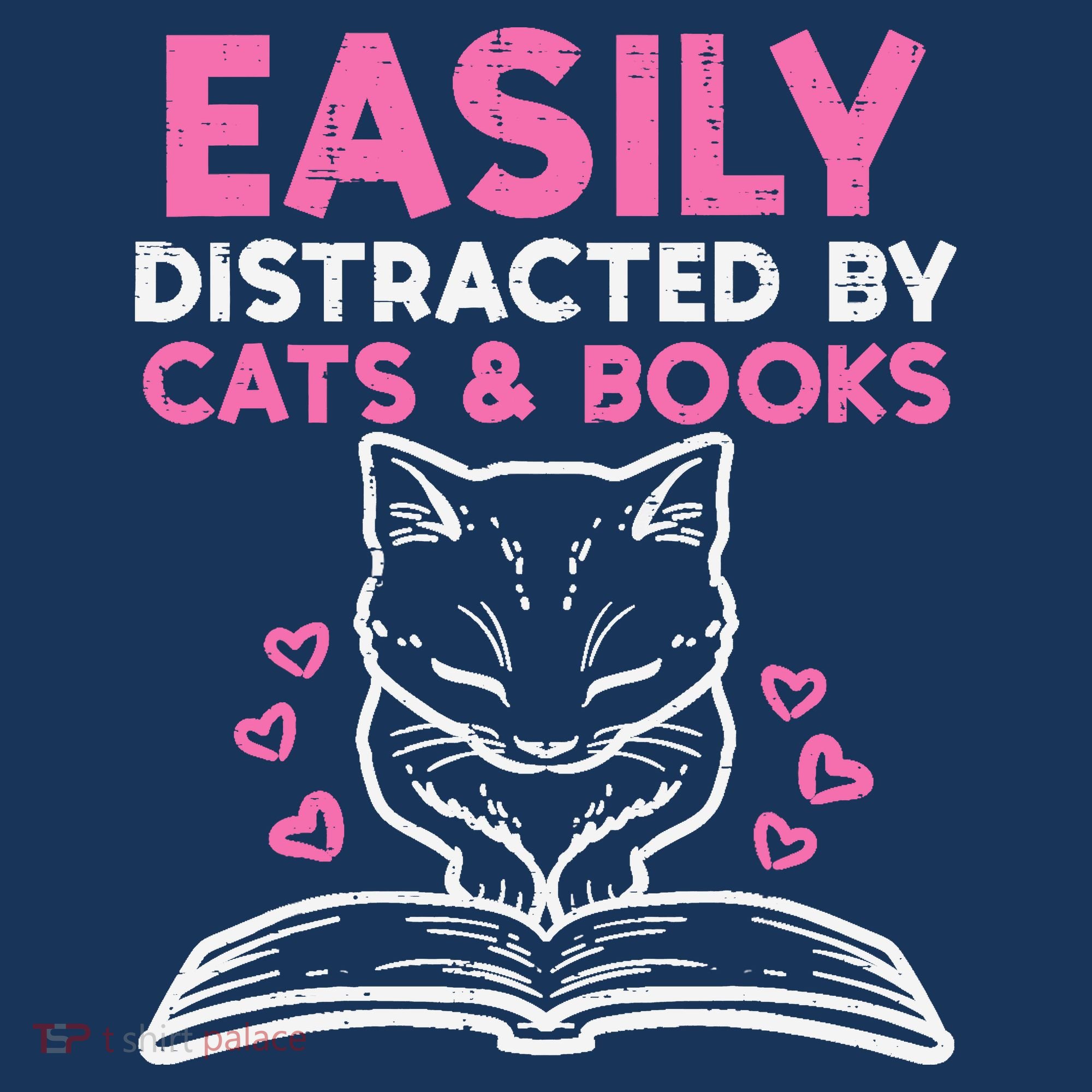 Easily Distracted By Cats Books Bookworm Wo Girl Hat
