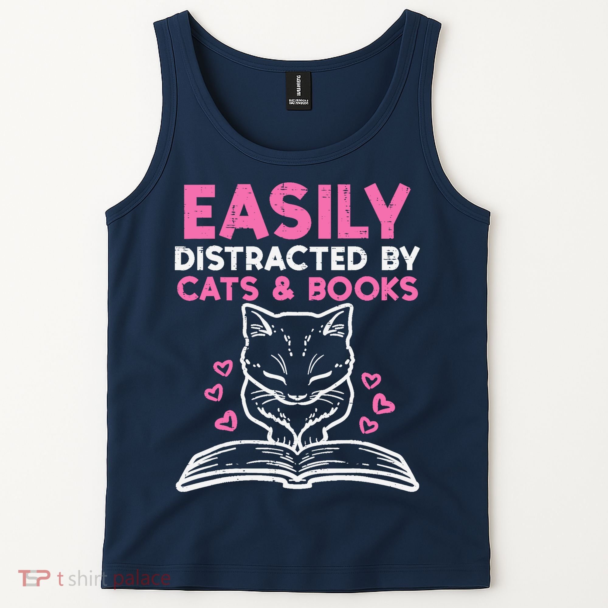 Easily Distracted By Cats Books Bookworm Wo Girl Tank Top
