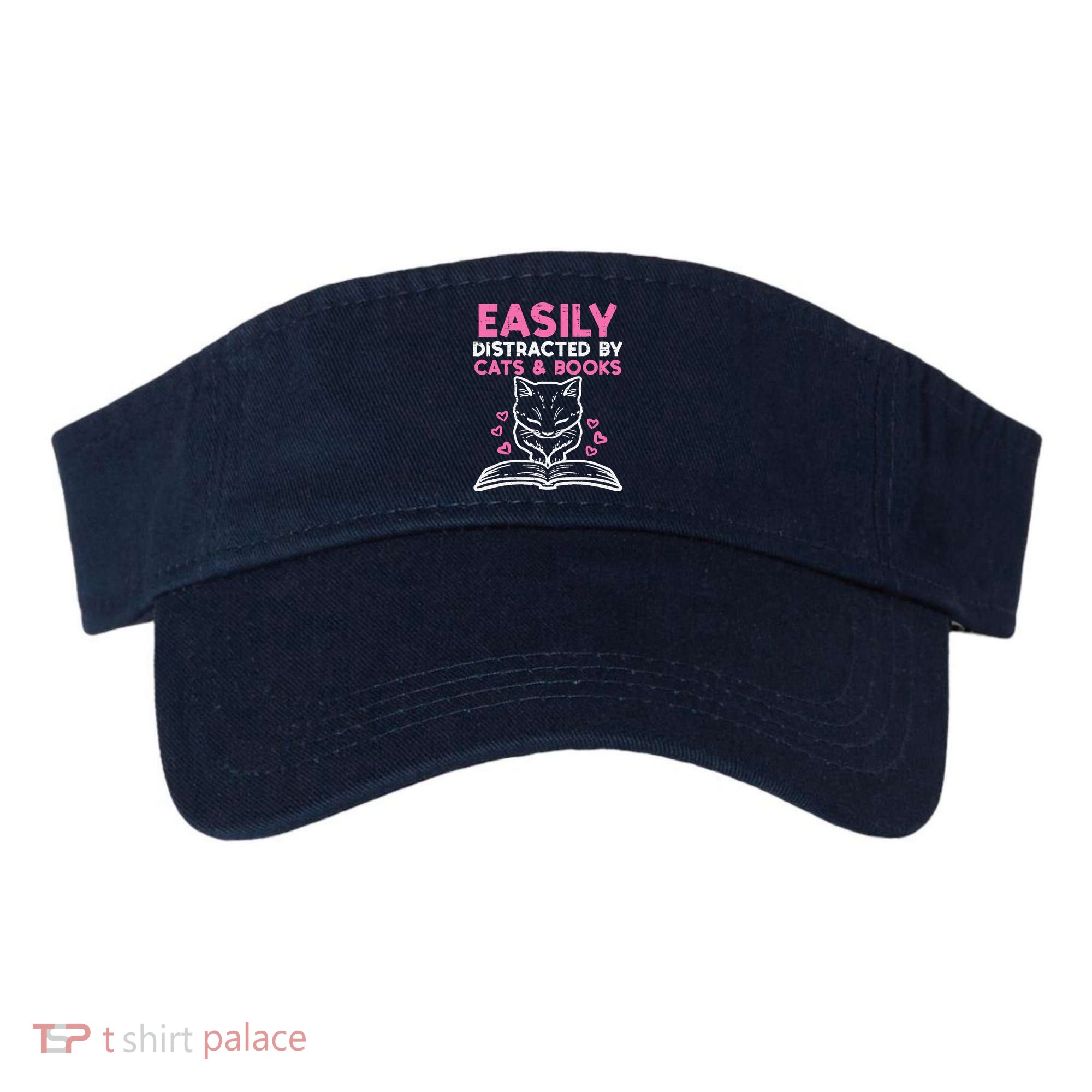 Easily Distracted By Cats Books Bookworm Wo Girl Visor