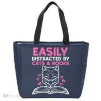 Easily Distracted By Cats Books Bookworm Wo Girl Tote Bag thumb 0