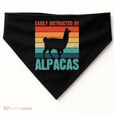 Easily Distracted By Alpacas Design For An Alpaca Fan USA-Made Doggie Bandana
