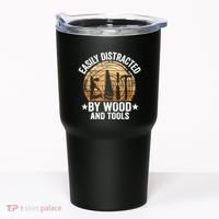 Easily Distracted By Wood And Tools Funny Woodworking Tumbler thumb 0