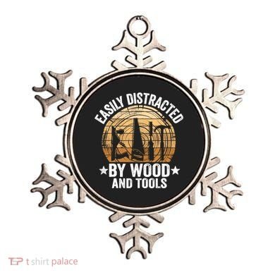 Easily Distracted By Wood And Tools Funny Woodworking Ornament