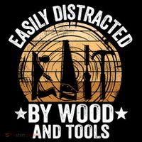 Easily Distracted By Wood And Tools Funny Woodworking Ornament thumb 1