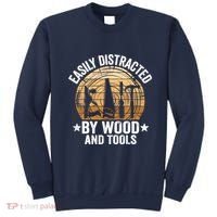 Easily Distracted By Wood And Tools Funny Woodworking Sweatshirt thumb 0