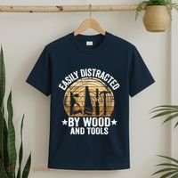 Easily Distracted By Wood And Tools Funny Woodworking T-Shirt thumb 2