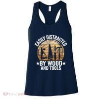 Easily Distracted By Wood And Tools Funny Woodworking Women's Tank Top thumb 0
