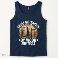 Easily Distracted By Wood And Tools Funny Woodworking Tank Top thumb 2