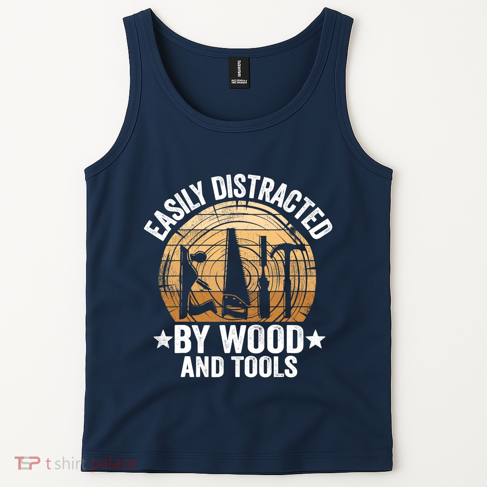Easily Distracted By Wood And Tools Funny Woodworking Tank Top