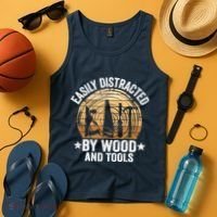Easily Distracted By Wood And Tools Funny Woodworking Tank Top thumb 4