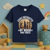 Easily Distracted By Wood And Tools Funny Woodworking Toddler T-Shirt thumb 3