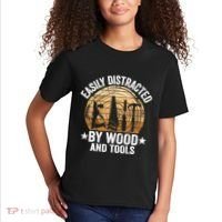 Easily Distracted By Wood And Tools Funny Woodworking Kids T-Shirt thumb 2