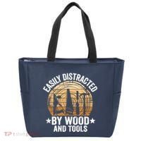 Easily Distracted By Wood And Tools Funny Woodworking Tote Bag thumb 0