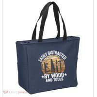 Easily Distracted By Wood And Tools Funny Woodworking Tote Bag thumb 2