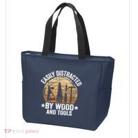Easily Distracted By Wood And Tools Funny Woodworking Tote Bag thumb 3