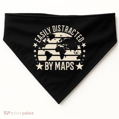 Easily Distracted By Maps Geography USA-Made Doggie Bandana